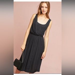 EUC Anthropologie Maeve Sloan Midi Black Pullover Faux Wrap Dress Size XS
